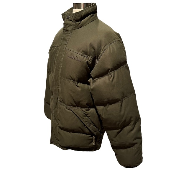 Eddie Bauer Goose Down Coat Mens EB650 Fill Power Zip Up Snap Button Green Small - Picture 6 of 13